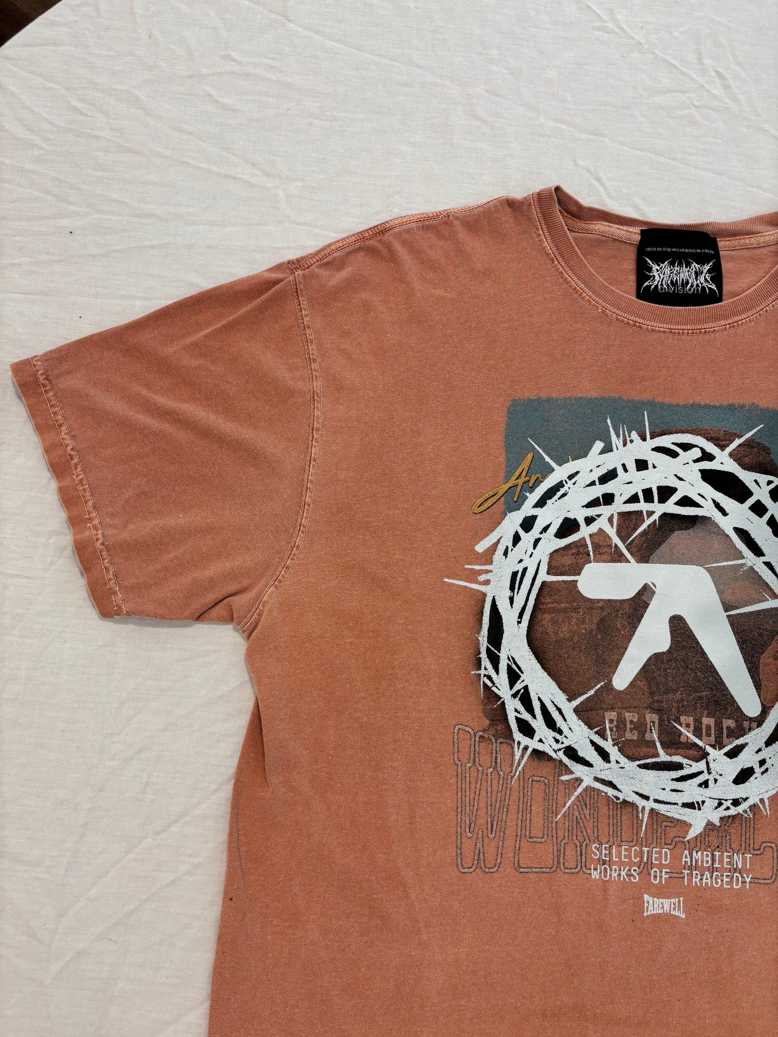 "AMBIENT TRAGEDY" TERRACOTTA WASHED TEE 1OF1 (XL)