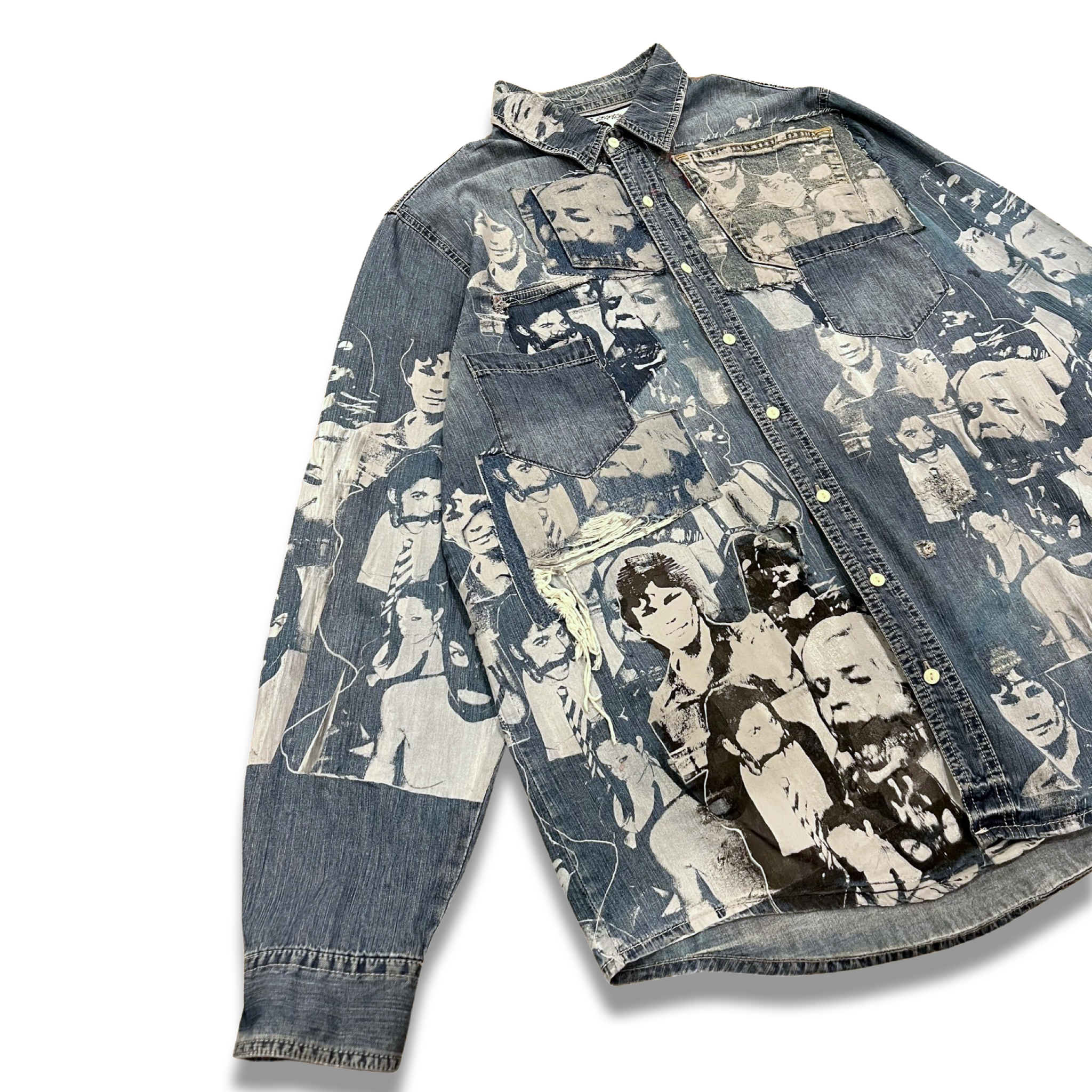 LIFE&CRIMES DENIM PATCHWORK SHIRT