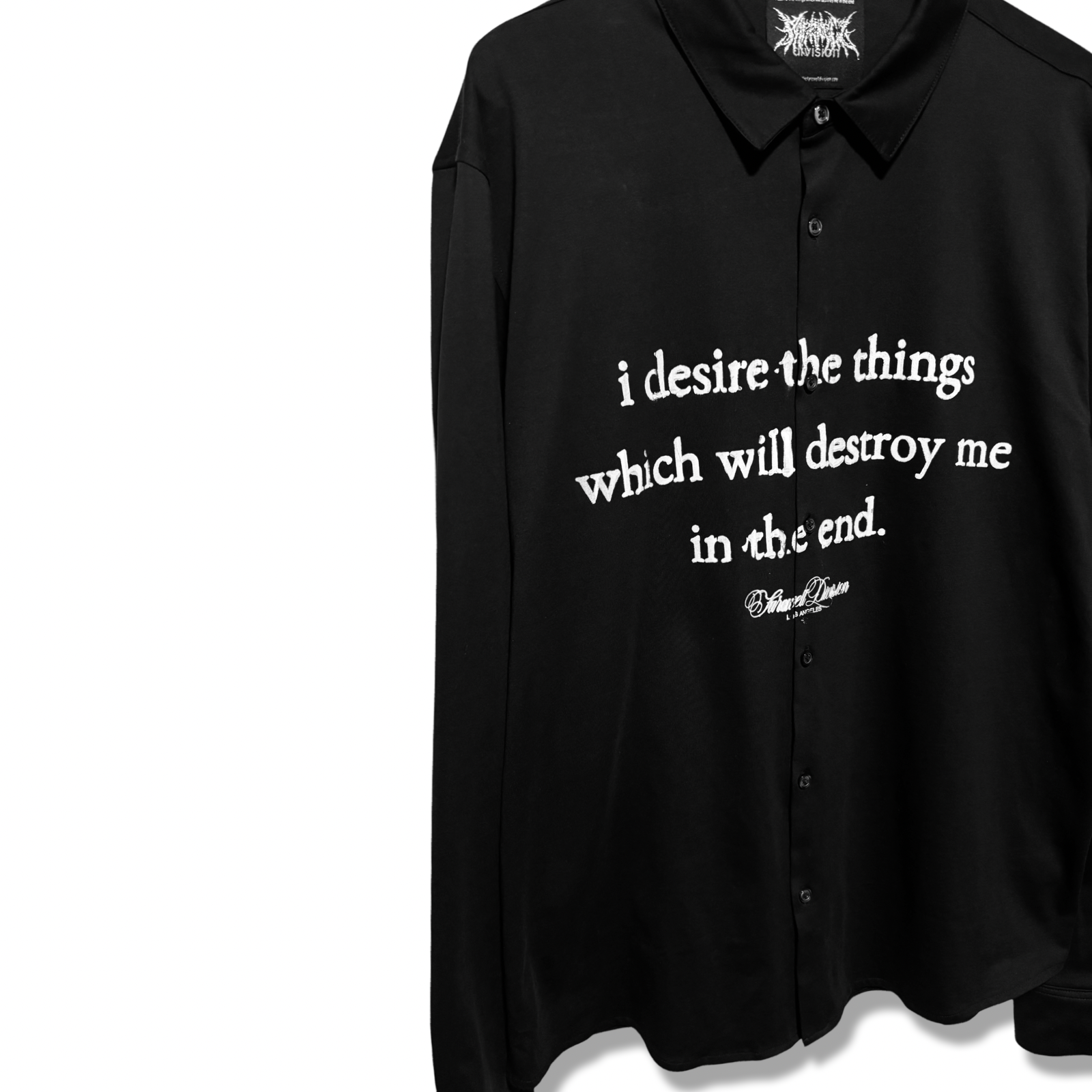 “DESIRES” BLEED PRINT BUTTON UP SHIRT 1of1 XL