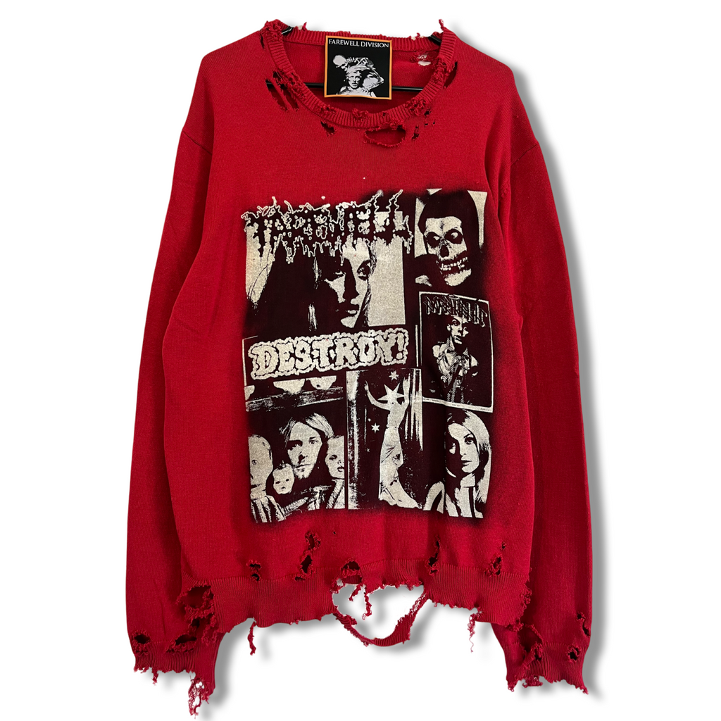 DESTROY FAREWELL DISTRESSED SWEATER