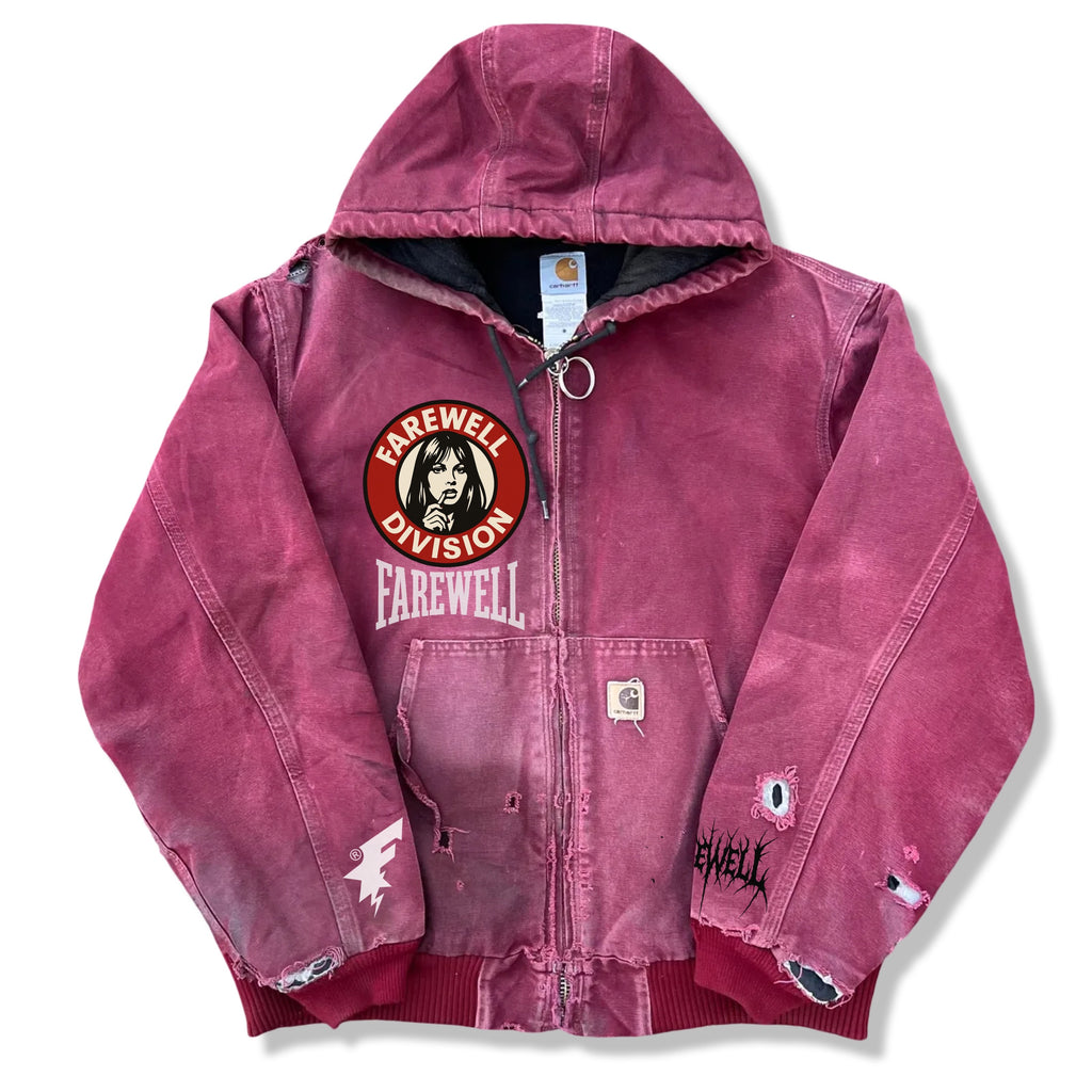 0.0100225 THRASHED VINTAGE CARHARTT JACKET WASHED RED (L/XL)