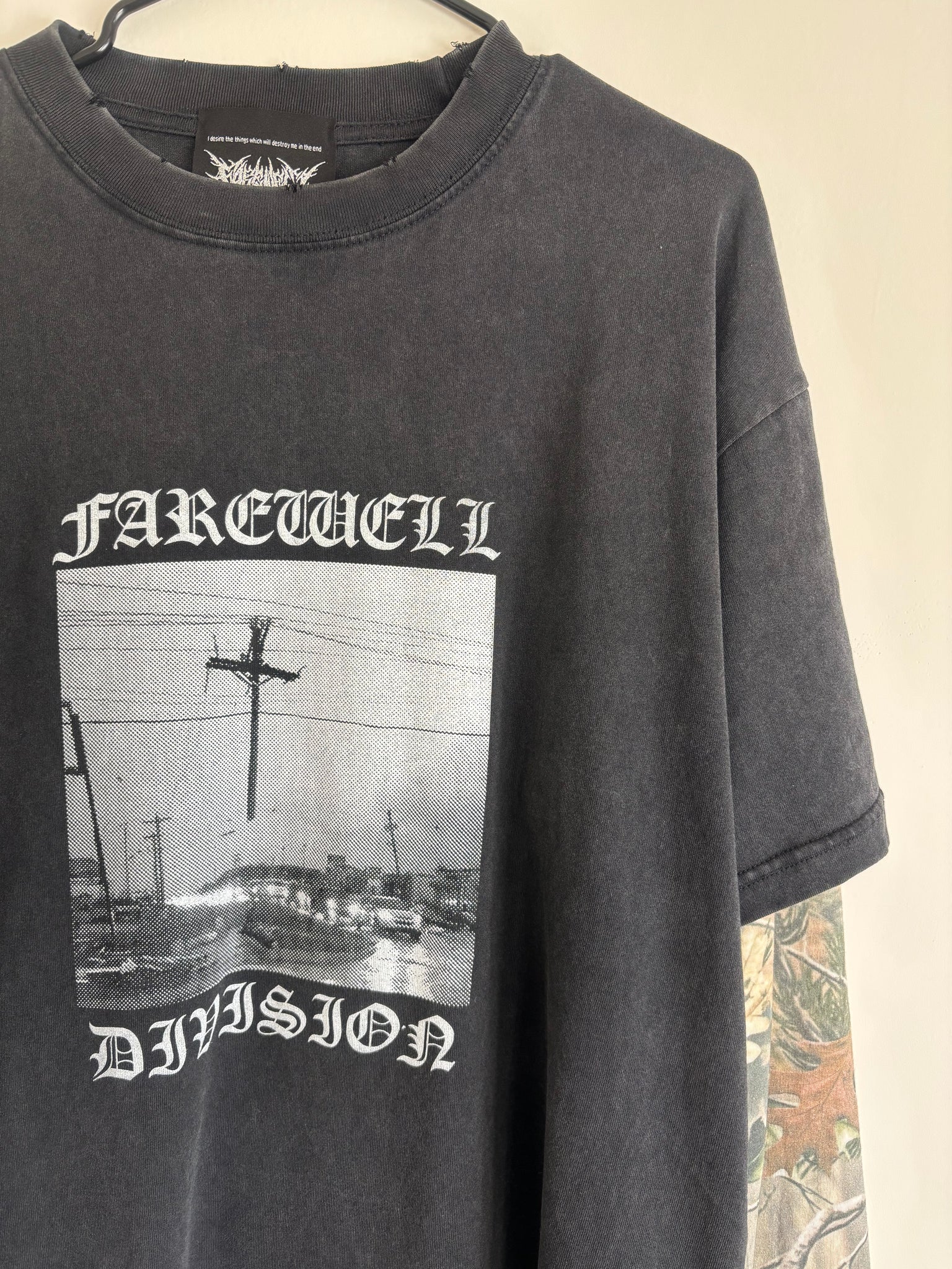 "ELECTROCRUCIFIX" WASHED HEAVYWEIGHT LAYERED TEE