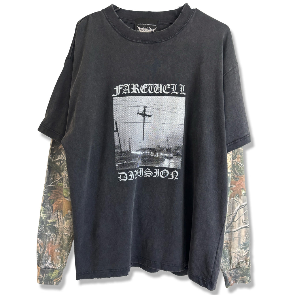 "ELECTROCRUCIFIX" WASHED HEAVYWEIGHT LAYERED TEE