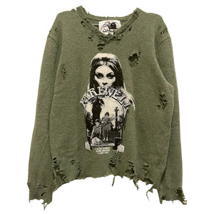 GRIEVANCE DISTRESSED SWEATER (EMERALD)