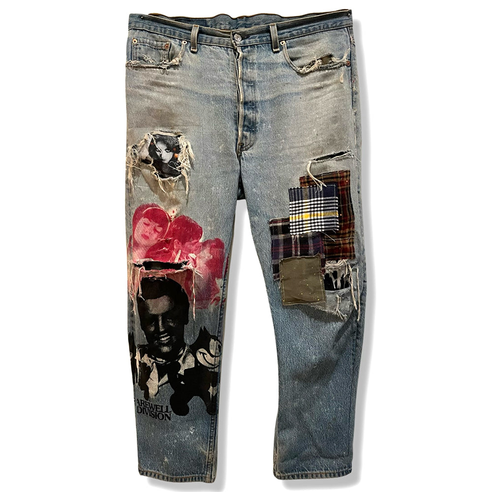 VINTAGE DISTRESSED PATCHWORK JEANS