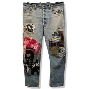 VINTAGE DISTRESSED PATCHWORK JEANS