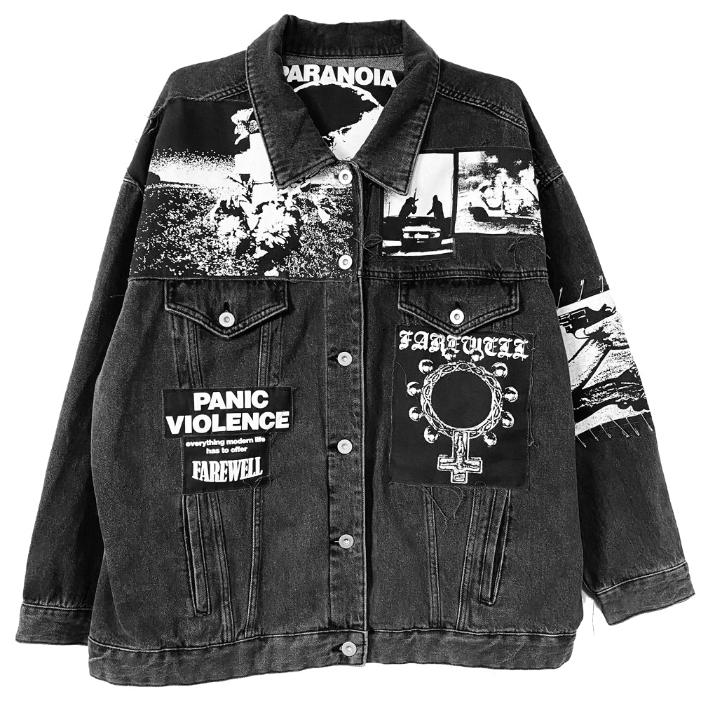 ミュージシャン CHRONOIZM PATCH DENIM JACKET VINTAGE INTERNATIONAL DENIM JACKET BATTLE METAL PATCHES