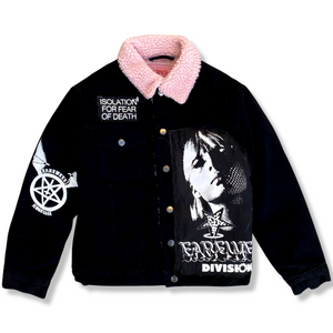 BLACK/PINK SHEARLING DENIM JACKET