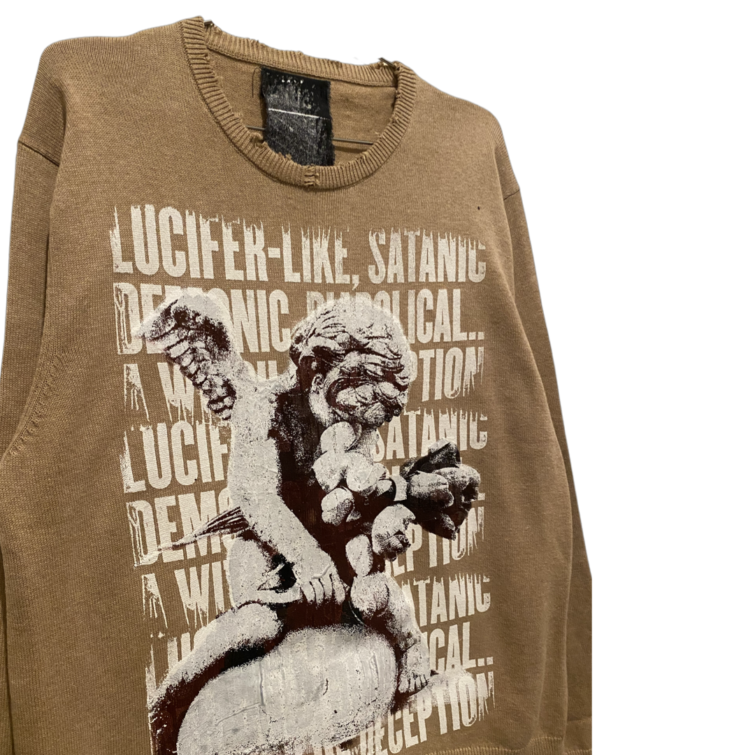 DISTRESSED MOURN SWEATER CAMEL