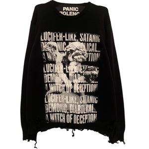 DISTRESSED MOURN SWEATER BLACK