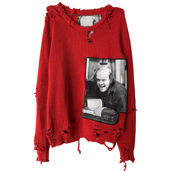 Distressed shop red sweater